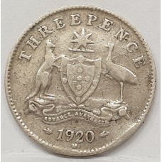 AUSTRALIA 1920 . THREEPENCE . KEY DATE . SCARCE